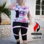 ست تیشرت و شلوار طرحدار ورزشی زنانه سایزبزرگ - 1