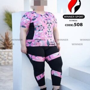 ست تیشرت و شلوار طرحدار ورزشی زنانه سایزبزرگ