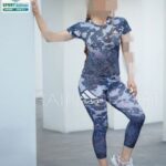 ست تیشرت شلوار طرح دار ورزشی زنانه - 1