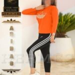 ست تیشرت شلوار آدیداس زنانه سایزبزرگ - orange