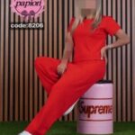 ست تیشرت و شلوار کبریتی زنانه - red