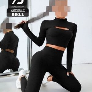 ست نیم تنه آستین بلند و شلوار ورزشی زنانه