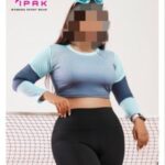 کراپ آستین بلند ورزشی زنانه - blue