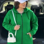 سویشرت تو کرکی تمام زیپ زنانه - green
