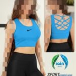 نیم تنه تک ورزشی زنانه پشت ضربدری - blue
