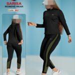 ست بلوز نیم زیپ و لگ کمرگنی با کش 10سانت - green