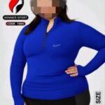 تیشرت نیم زیپ انگشتی زنانه سایزبزرگ - blue
