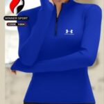 تیشرت نیم زیپ انگشتی زنانه - blue