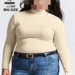تیشرت زنانه یقه اسکی سایزبزرگ - %d8%b3%d9%81%db%8c%d8%af