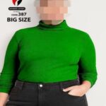 تیشرت زنانه یقه اسکی سایزبزرگ - green