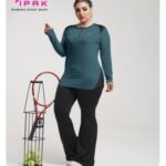 ست بلوز نیم زیپ و لگ دمپا سایزبزرگ زنانه - green