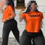 ست بلوز شلوار بگ جیب دار ورزشی زنانه - orange