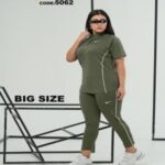 تیشرت شلوار نایک زنانه نیم زیپ بغل نواری - green