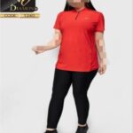 ست تیشرت مغزی خور و شلوار کمر گنی سایزبزرگ زنانه - red