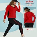 ست بلوز یقه هفت و لگ  ورزشی زنانه - red