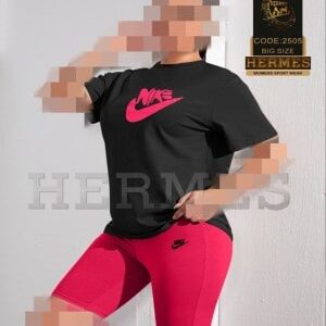 ست تیشرت شلوارک ورزشی زنانه سایزبزرگ