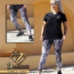 ست ورزشی تیشرت یقه هفت و شلوار کمرگنی زنانه - 1