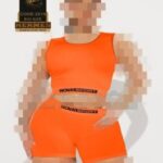 ست کراپ شورتک ورزشی زنانه NOVA SPOR - orange