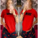 ست بلوز شلوارک BIG NIKE ورزشی زنانه - red