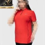 تیشرت نیم زیپ مغزی خور NIKE ورزشی  زنانه سایزبزرگ - red