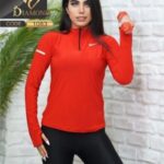 بلوز فینگری نیم زیپ ورزشی دخترانه - red