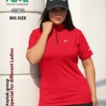 تیشرت نیم زیپ ورزشی سایزبزرگ زنانه - red