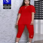 ست تیشرت شلوار ورزشی زنانه سایزبزرگ - red