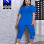 ست تیشرت شلوار ورزشی زنانه سایزبزرگ - blue