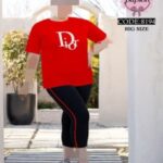 ست ورزشی تیشرت شلوارک زنانه سایزبزرگ - red