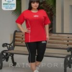 ست تیشرت شلوارک ورزشی زنانه سایز بزرگ - red