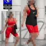 ست سه تیکه نیمتنه کاور شلوارک - red