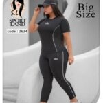 ست ورزشی تیشرت شلوار زنانه سایزبزرگ - 4