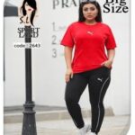 ست تیشرت شلوار ورزشی زنانه پوما سایزبزرگ - red