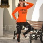 ست بلوز شلوار آستین بلند زنانه PARIS  - orange